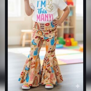 Toddler Girl Powder Bell Bottom Flared pants ruffle